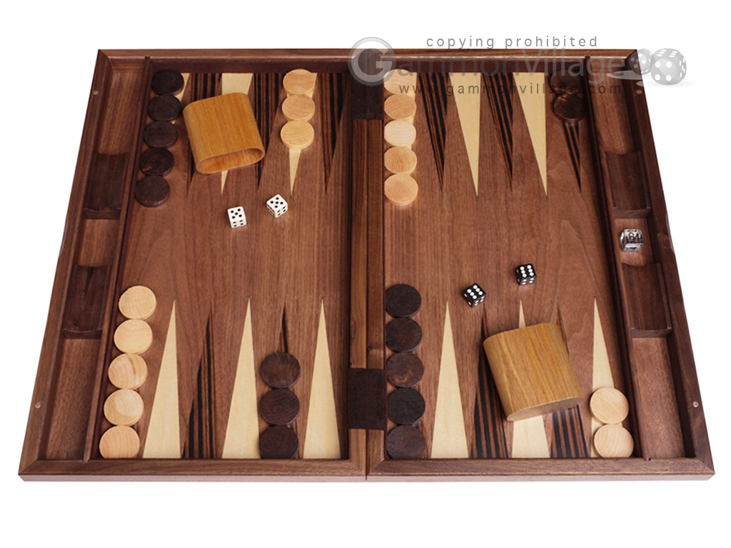 19inch Wood Backgammon Set Walnut Inlay Board Game eBay