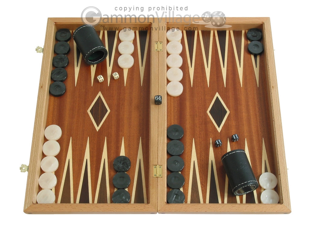Mahogany Backgammon Set with Double Inlays Wooden Backgammon Set
