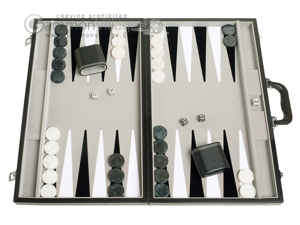 21inch Tournament Backgammon Set Inlaid Velvet Field Black/Grey Backgammon Sets