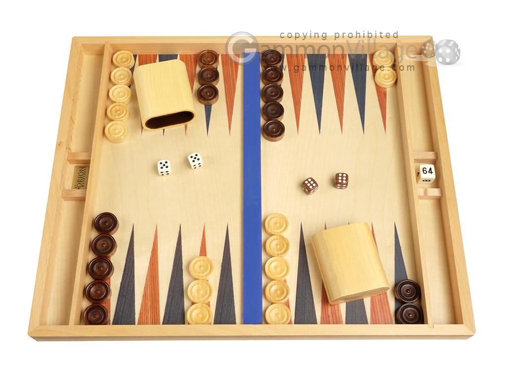 19inch Wood Backgammon Set Beechwood (Blue/Brown) Table Top