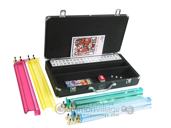 Aluminum Black Mahjong Modern Pusher Arms White//Burgundy Tiles Details about / Mah Jongg Set