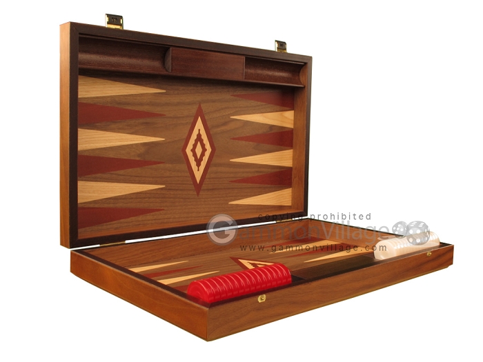 Deluxe Backgammon Conjunto de Juego-Hecho a Mano Madera De Nogal-Tamaño Grande con ranuras 