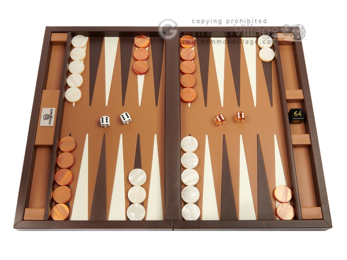 13-inch Travel Backgammon Set by Zaza & Sacci - Leather - Brown